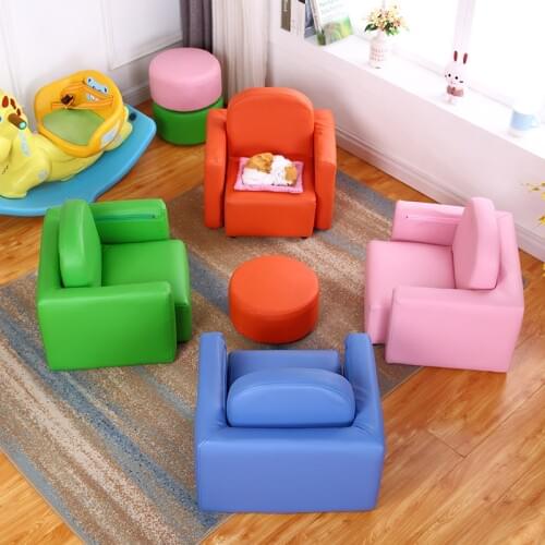 Childrens Sofa Mini Sofa Chair Cartoon multifunctional Leather Art with stool chair for kids baby One Seat sofa bed gift