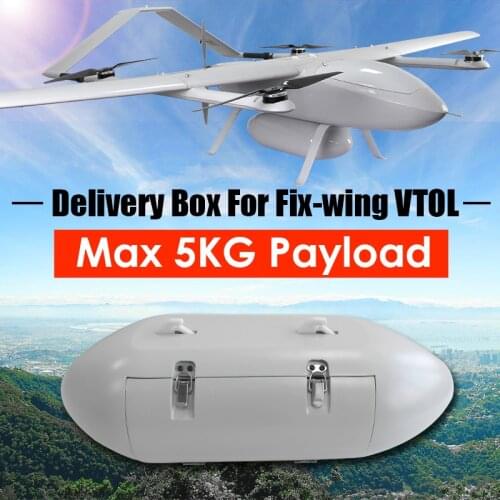 Drop box for vtol fixed wing aircraft quadcopter hexacopter payload transport medicine remote delivery