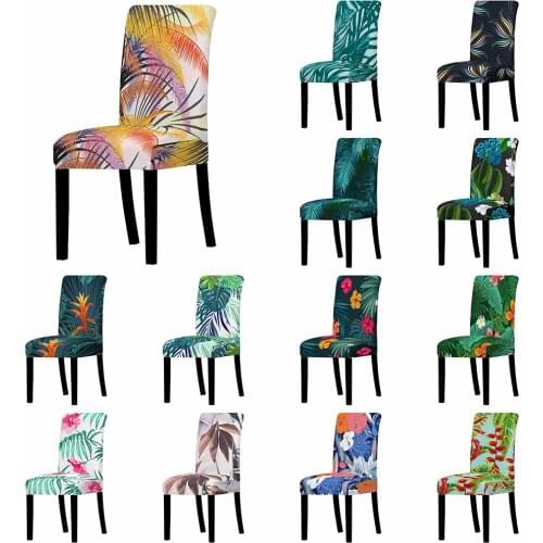 Floral Leaf Elastic Chair Cover for Restaurant Banquet Wedding Office Arm Chair Furniture Decor Protective Stretch Chair Cover