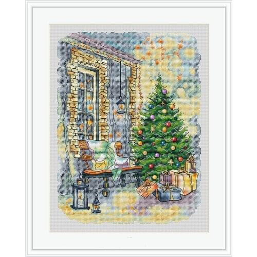 City street Decoration Home Decor New Arrival Homfun Craft Christmas Cross Stich Set Counted DIY Cross Stitch Kit Painting