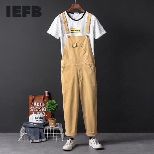 IEFB American Mens And Womens Candy Color Casual Overalls Khaki Orange Black Causal Anklen Length Jumpsuit 2021 New 9Y8171