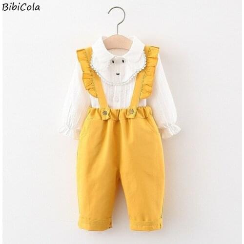 Boy Girl Cotton Cartoon Clothes Set Childrens Clothing Set 2PCS Long Sleeve Sweatshirts +Overall Kids Baby Girl Outfit Suit