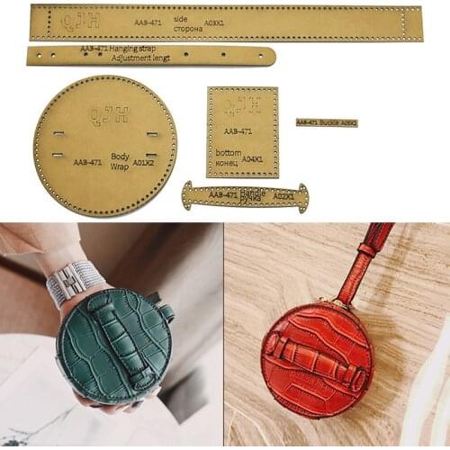 Handmade Leather Round Shape Hand Bag Kraft Paper Template DIY Mini Storage Bag Drawing Paper Pattern Sewing Stencil
