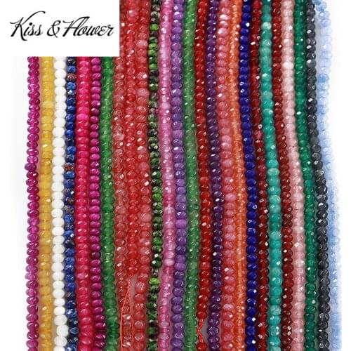 KISS&FLOWER LB56 3*4mm Natural Stone Jewelry DIY Making Accessories Bracelet Necklace Colorful Crystal Loose Faceted Round Beads