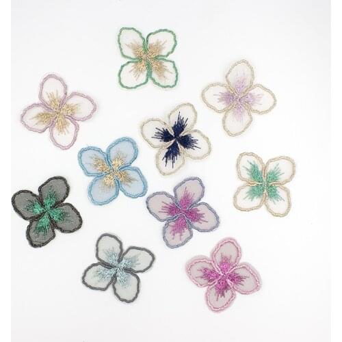 50PCS/lot Embroidery Lace Four petals Hollow Appliques 5cm Translucent Single layer for Party Decor,Garment Embellishment