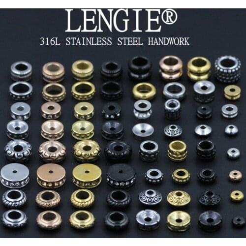 Metal Simple Round 316l Stainless Steel European Small Hole Spacer beads Charms for DIY Beaded Bracelets Jewelry
