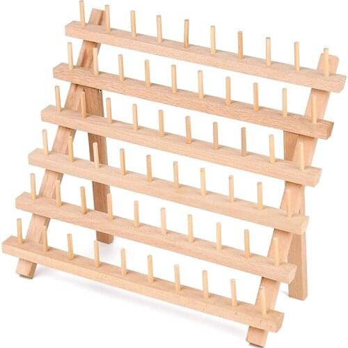 MIUSIE 60 Spool Wood Sewing Thread Stand Organizer Embroidery Storage Rack Holder For Leather Wax Threads Storage