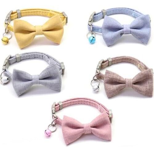 Fashion Solid Bow Dog Collar Small And Medium Sized Dogs 5 Colors Lovely Pitbull Bulldog Pugs Beagle Chihuahua Pet Cat Supplies