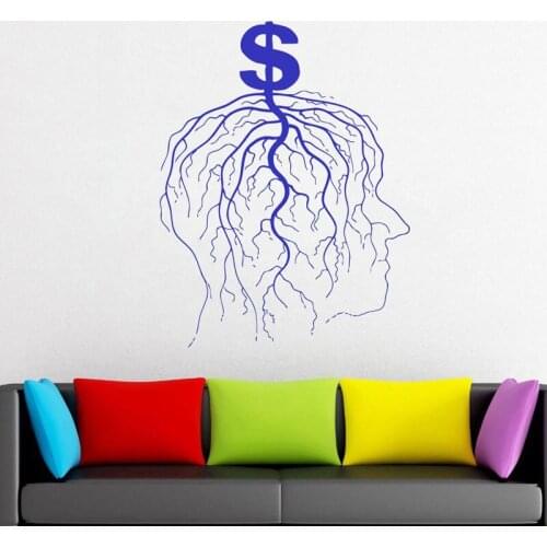 Money Sign Man Brain Tree Decal Home Interior Design Art Murals Bedroom Decor Self-adhesive Wallpaper For Living Room LR71