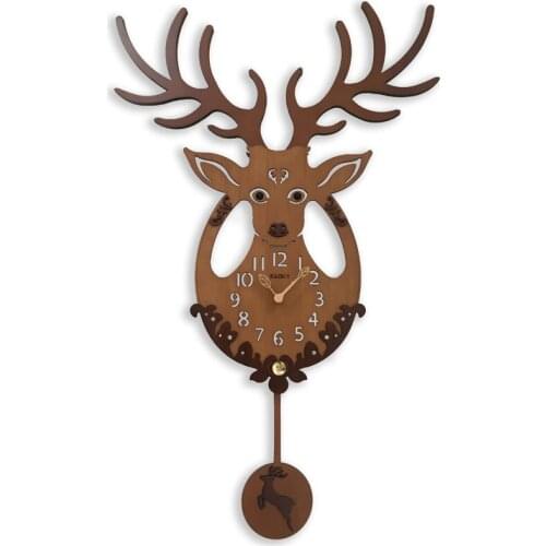 20INCH Deer Head Wall Clock Living Room Clock Home Fashion Creative Quartz Clock mute Personality Art Atmosphere