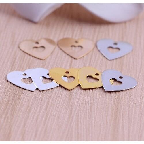100pcs/lot copper material gold silver color blank double heart charm pendant accessories for bracelet DIY jewelry making