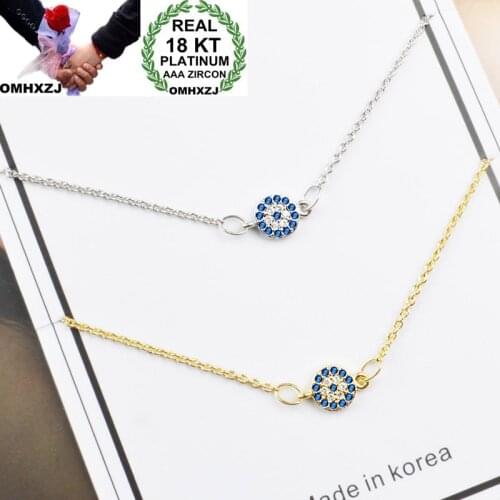 OMHXZJ Wholesale Personality Fashion OL Woman Girl Party Gift White Gold Devil Eye Zircon 18KT Gold White Gold Bracelet BR87