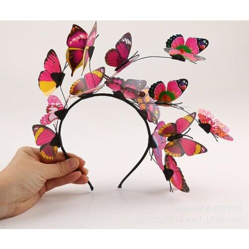 Women girls 3D simulation butterfly headband hair accessories Christmas party birthday hair wear bride wedding headdress