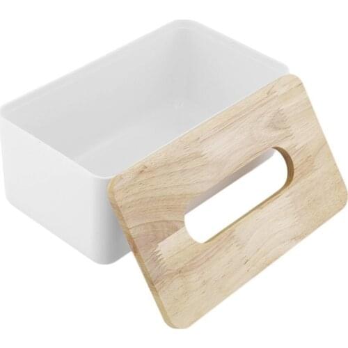 Rectangle Wooden + Plastic Tissue Solid Wood Napkin Case Home Office Car Container Organizer Decoration For Removable