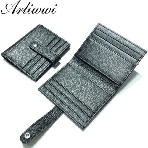 Arliwwi 100% Real Leather Multi Slot Slim Card Holder High Quality Roomy Candy Colors Credit Card Convenient Wallet Unisex GH05