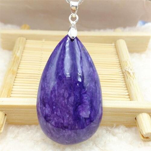 Genuine Natural Charoite Purple Women Rhombus Pendant 43x25x11mm From Russia Necklace Jewelry Fashion Bead AAAAA