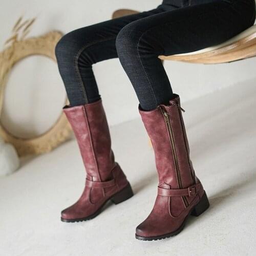 2021 European and American Fashion New Midrange Boots Non-slip Big Head Womens Boots 7442-3