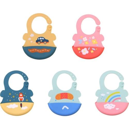 1pc Baby Bibs Waterproof Silicone Feeding Baby Saliva Towel Cartoon Aprons Baby Bibs Adjustable Different Styles Of Bibs