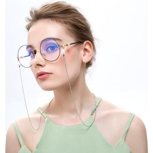 1pc/lot Fashion Metal Eyeglass stainless steel Chains Sunglasses Eyewears Neck Cord Holder with silicone loop