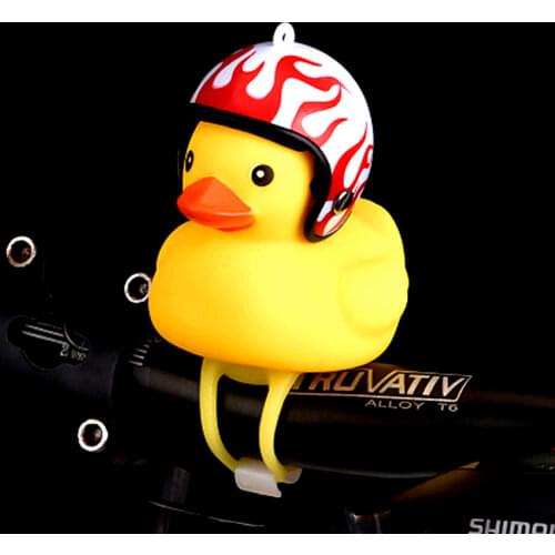 2020 Bicycle Bell with Light MTB Bike Handlebar Light Yellow Broken Wind Small Duck Hard Hat Helmet Cycling Equipment Ring Bell