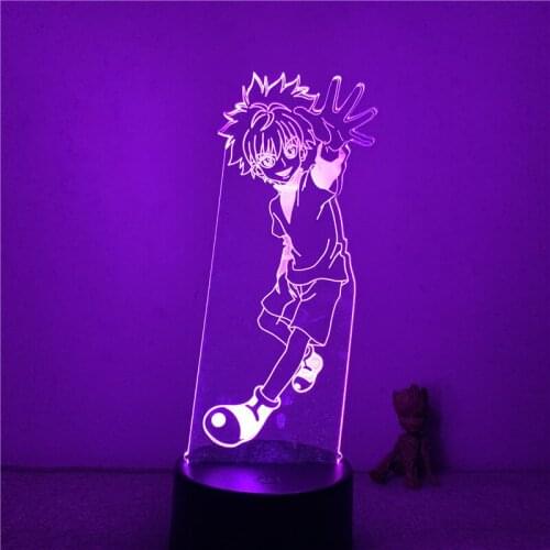 3D Nightlight Anime Hunter X Hunter Killua Smile Waving Action Figure 7 Colors Touch Optical Illusion Table Lamp Gift Decor Mode