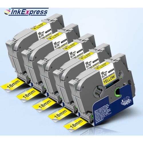 5PK 18mm TZe S641 Laminated TZe Tapes TZe-S641 TZeS641 TZ-S641 Strong Adhesive Tape Black on Yellow For Brother P touch Printer