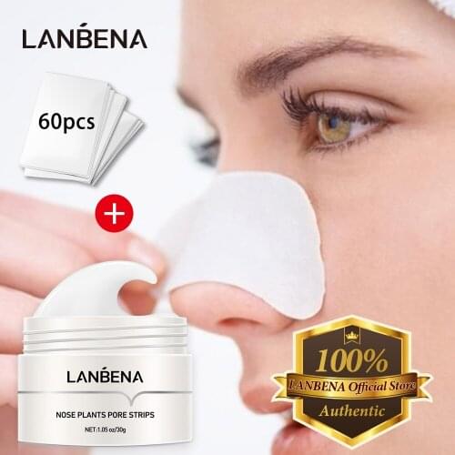 LANBENA Blackhead Remover Nose Face Mask Pore Strip Tearing Black Mask Peeling Acne Treatment Unisex Cleansing Skin Care 60PCS