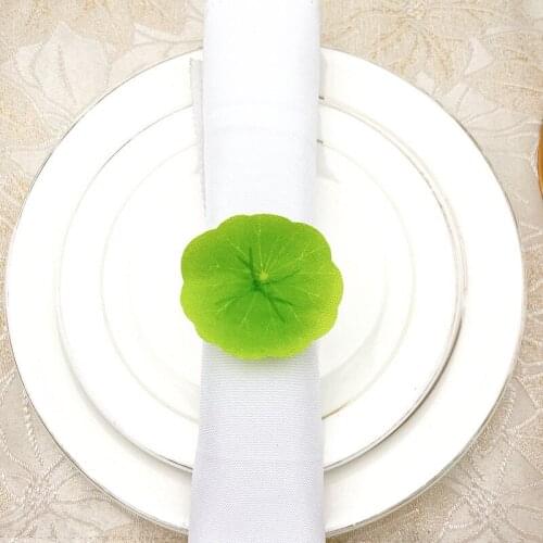 8pcs/lot New simulation lotus leaf napkin ring green napkin ring holiday party desktop napkin buckle decoration