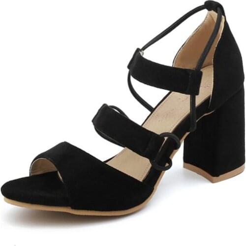 Big Size 11 12 13 14 15 high heels sandals women shoes woman summer ladies Little round head open-toed Thick with sandals