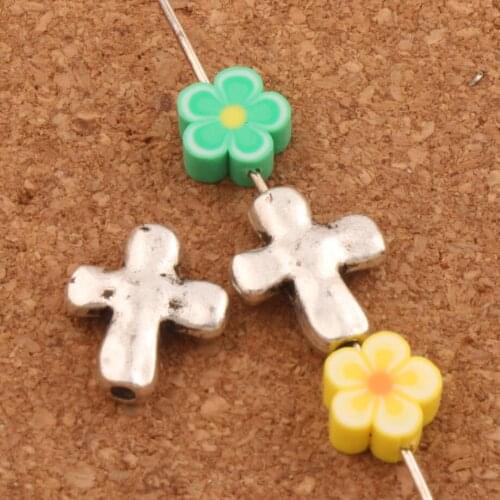 Volcanic Cross Beads 45pcs Zinc Alloy Loose Spacer Bead L555 14x12mm Jewelry DIY Tibetan Silver 10mm Radiant Shape Metal