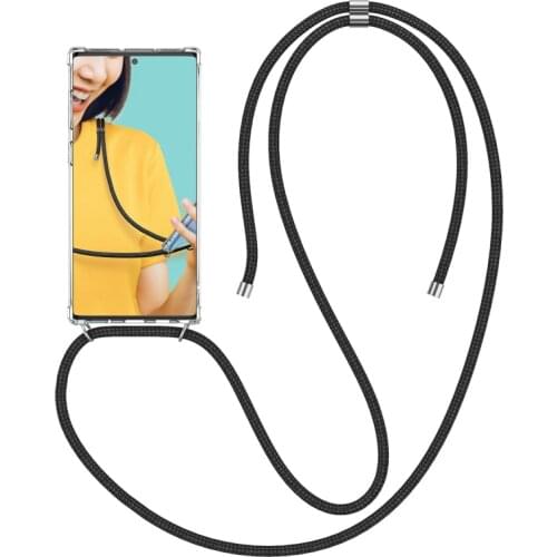 Necklace clear case for Samsung Galaxy A20e A40 A50 A70 Note10 Plus S10e case hard TPU Cover Rope Crossbody with Long Neck Strap