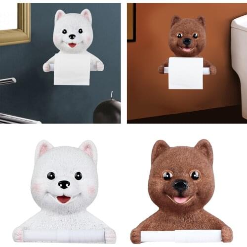 Resin Bear Roll Paper Towel Holder Decorative Animal Character Hanging Tissue Box Holder Rack