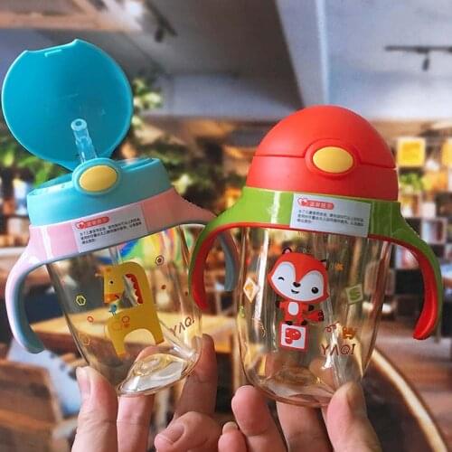 Childrens Drinking Bottle Kindergarten Straw Cup Small Boy Creative Duck Beak Plastic Bottles Water Cartoon Cute Portable Kids