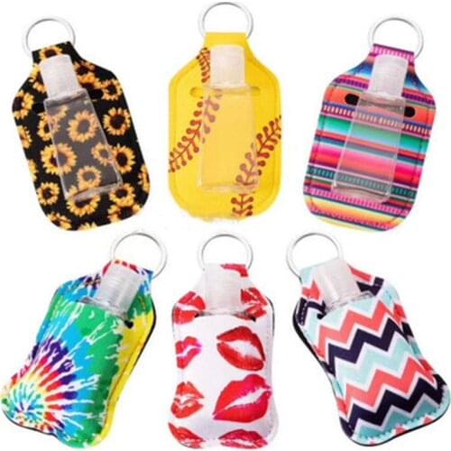 Hand Sanitizer Keychain Holder Travel Bottle Refillable Containers 30ml Flip Cap Reusable Bottles with Keychain Carrier