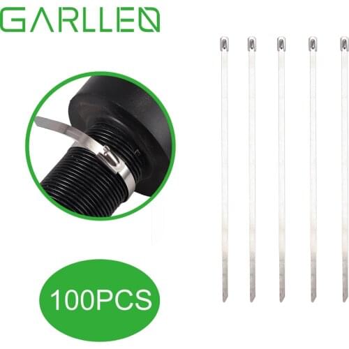 GARLLEN 100pc Stainless Steel 150/200/300/400mm Marine Grade Multi-Use Locking Cable Ties for Auto Parts Home Computer Repair
