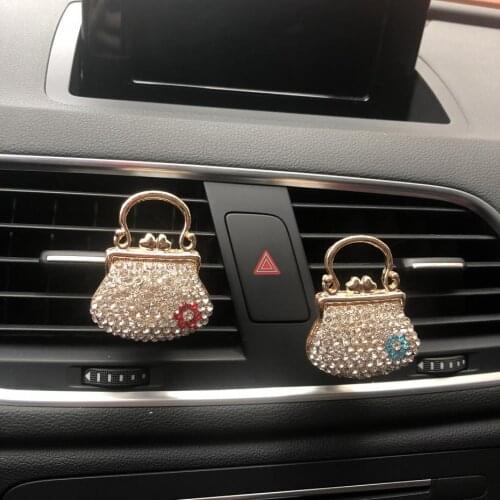 Beautiful lady bag modeling Car perfume clip Pearl water drill Lady car air refreshing Car accessories