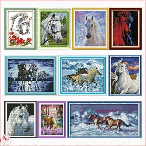 Flying Horse Count Cross Stitch Kits DIY Landscape Pattern 14CT 11CT Embroidery Set Needlework Home Decoration Craft Painting