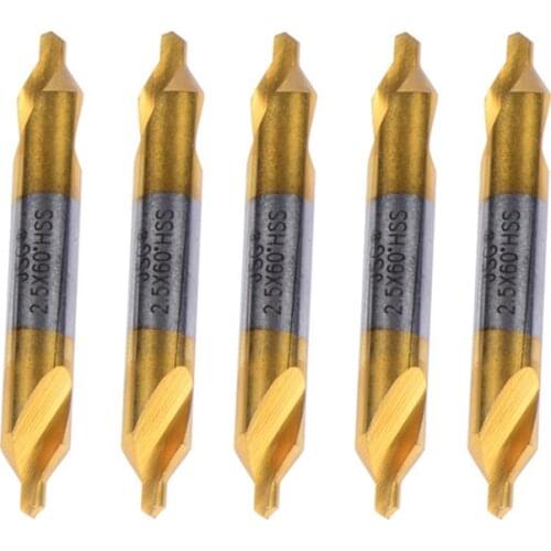 5 PCS JSG2.5 HSS diameter 6mm Combined Center Drills Bit Set Countersinks 60 Degree Angle