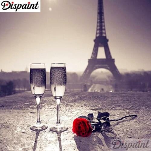 Dispaint Full Square/Round Drill 5D DIY Diamond Painting "Tower flower" Embroidery Cross Stitch 3D Home Decor A10446