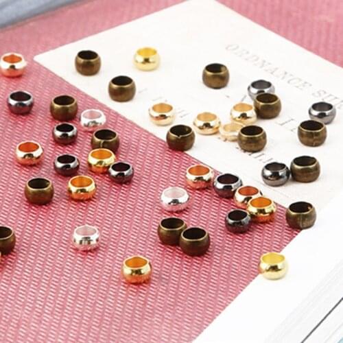 100-500pcs Gold Copper Ball Crimp End Beads 1.5/2/2.5/3/3.5/4mm Stopper Spacer Beads For DIY Jewelry Making Findings Accessories