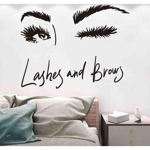 Lash & Brows Eyes Quote Wall Stickers Wall Art Sticker Eye Lashes Extensions Beauty Salon Wall Decor Eyebrows Make Up Poster