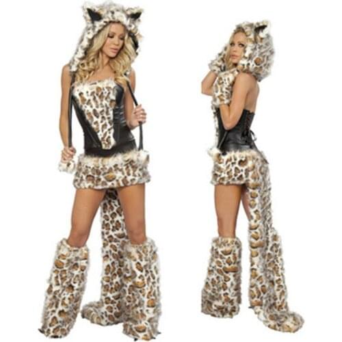 Adult Deluxe Leopard Costume Sexy Women Halloween Animal Costumes Leopard Cosplay Uniform
