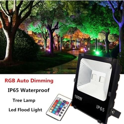 Garden Lighting LED Flood Light RGB Automatic Variable Lights Tree Light Outdoor Colorful IP65 Waterproof Remote Control 100W