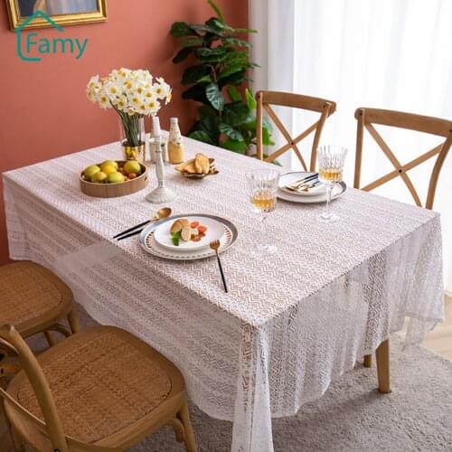 French Romantic Lace Tablecloth Hollow Wedding White Corrugated Coffee Table for Living Room Manteles De Mesa Home Decor