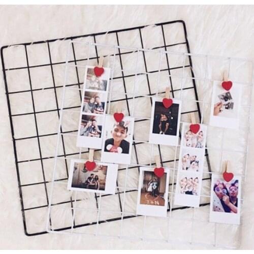 35cmx35cm Modern Home Wall Decoration Iron Grid Nordic Art Photo Displaying Frame Storage Metal Shelf Mesh Postcards DIY Racks
