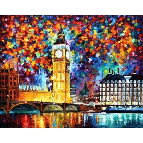 Modern art landscape London big ben palette knife oil painting High quality Hand painted home decor