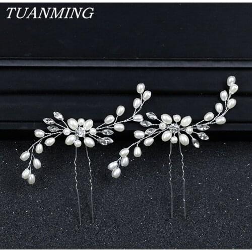 Bride Pearl Hairpins Fashion Hair Jewelry Wedding Accessories Rhinestone Hair Pins Women Headdress For Bridal Pins