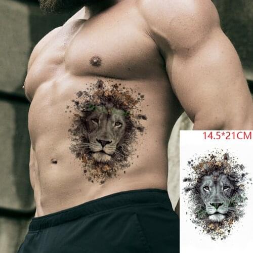 Waterproof Temporary Tattoo Sticker Lion Head Flower Cool Tatto Stickers Flash Tatoo Fake Tattoos for Men Women