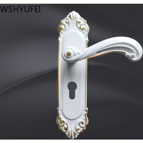 European style silent room door lock handle fashion interior door handle lock luxury anti-theft ivory door lock