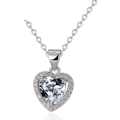 FEH4 Sterling Silver Necklaces for Women Heart Jewelry Silver Pendant Necklace